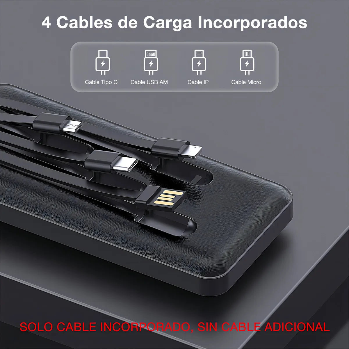 Power Bank con Cables 10,000 mAh 1Hora (GAR148)