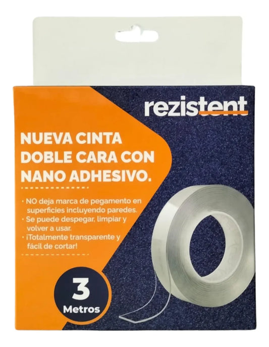 "Cinta Doble Cara Transparente Rezistent – Fija sin clavos ni tornillos"