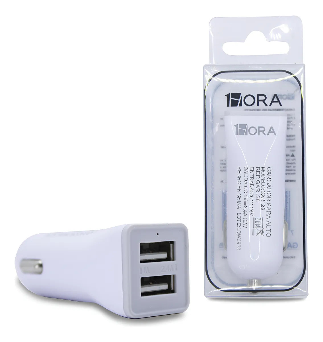 Cargador Carro Doble USB 2.4Amp 1Hora (GAR128)